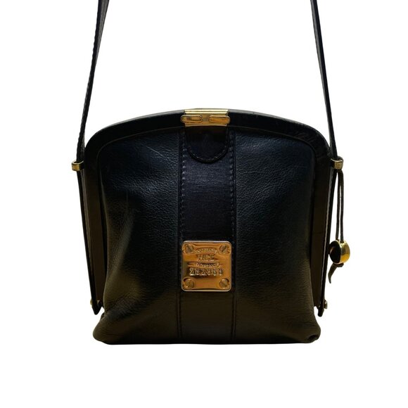 HCL Women’s Black Leather Gold Accents Handcrafted Shoulder Crossbody Bag - Picture 1 of 15
